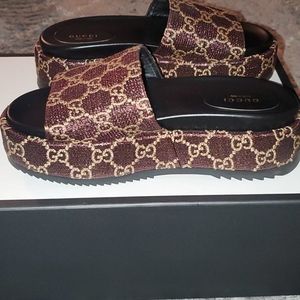 Gucci GG Lame Slide Sandals